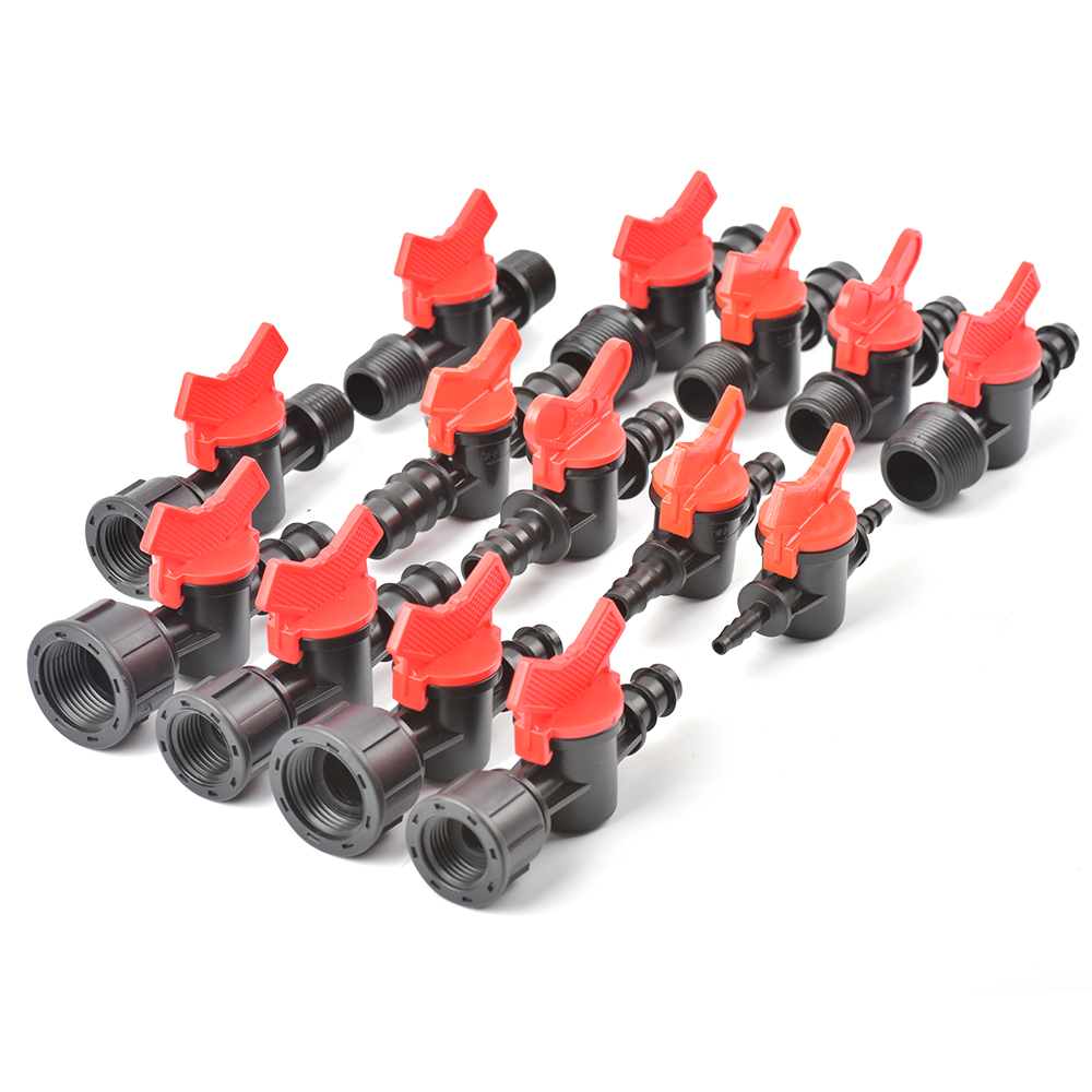 Miniature Plastic Shut Off Coupling Valve Connectors for 4/7 8/11 10/16/20/25mm Hose Garden Water Irrigation Pipe Adaptor Barb