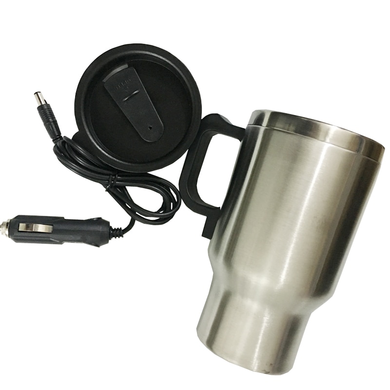 12V Car Heating Cup Electric Kettle Cars Thermal Heater Cups Boiling Water Bottle Car Coffee Cup Auto Adapter 450 ML