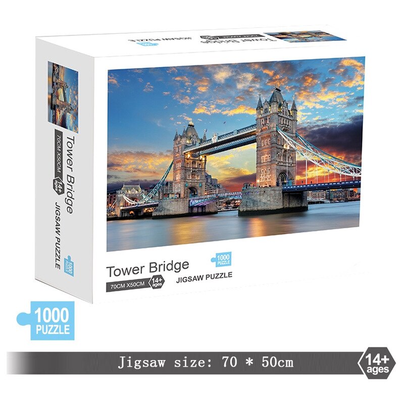 Jigsaw Puzzles 1000 Pieces Puzzle Game Paper Assembling Puzzles For Adults Puzzle Toys Kids Children Educational Toys: Tower Bridge