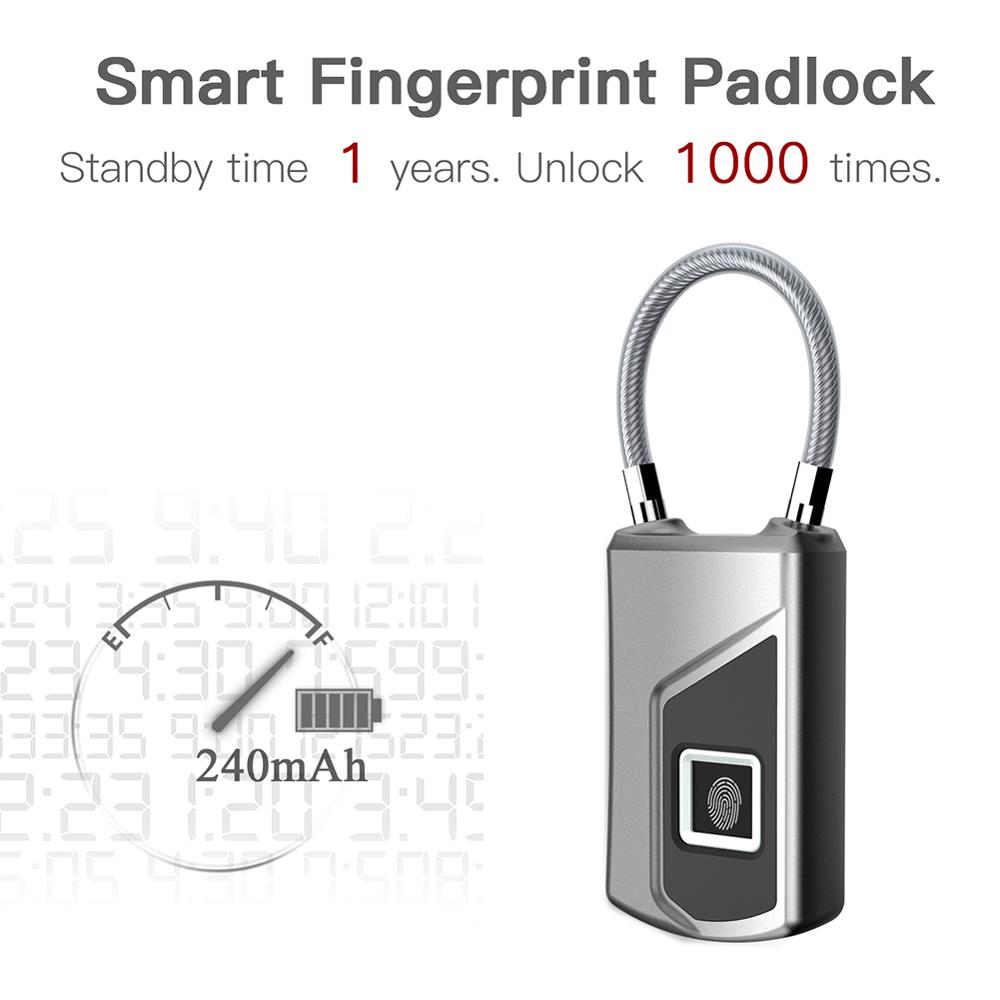Wolf-Guard Smart Keyless serrure de sac d'empreintes digitales multifonctionnel IP66 étanche antivol cadenas USB charge pour porte/valise