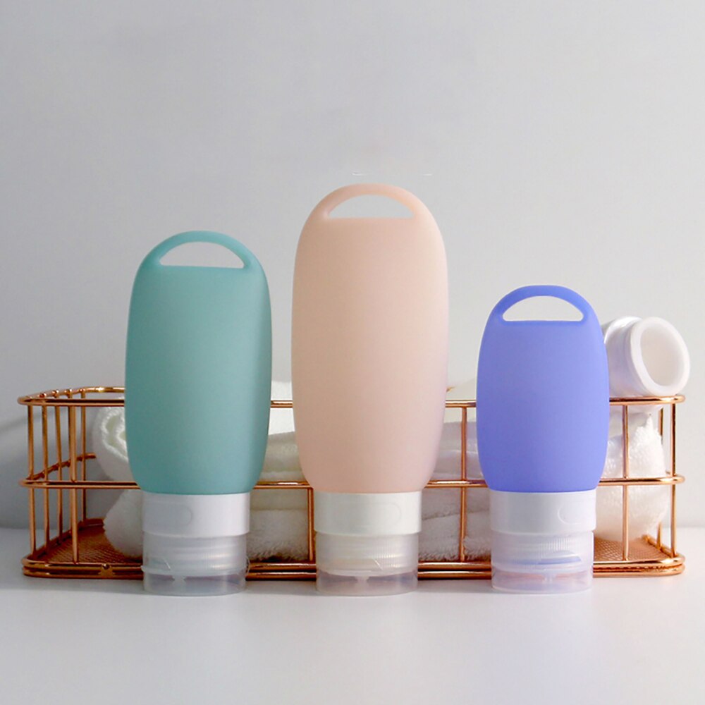 Travel Bottle Leakproof Silicone Refillable Squeezable Travel Tube with Keychain Hook for Cosmetic Toiletry Shampoo 40/60ml