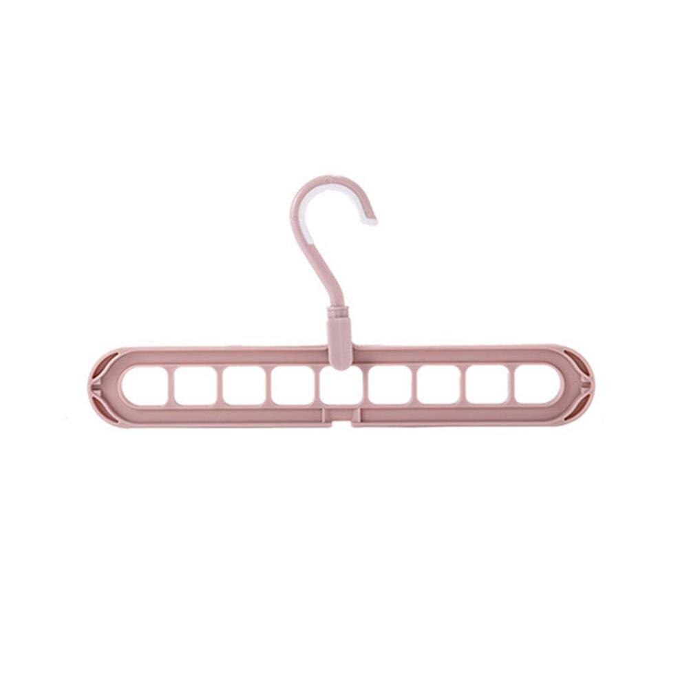 Multifunctional Rotating Clothes Pants Hanger Drying Rack Hook Anti-slip 9-hole Coat Smart Clothes Rack Home Accessories: Pink