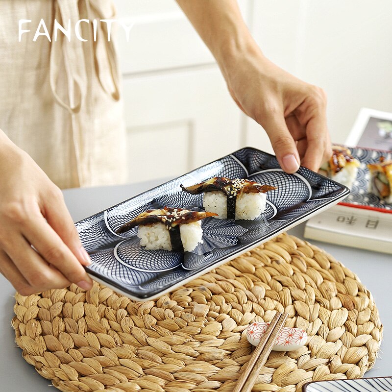 Fancity Keramische Huishoudelijke Platen, Rechthoekige Sushi Platen, Creatieve Snack Platen, Huishoudelijke Rechthoekige Gerechten
