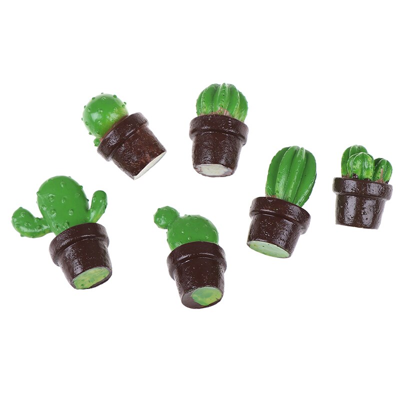 5 stuks Leuke Groene Mini Boom Ingemaakte Voor 1:12 Poppenhuis Miniatuur Cactus Vetplanten Groene Plant In Pot Poppenhuis Simulatie ingemaakte