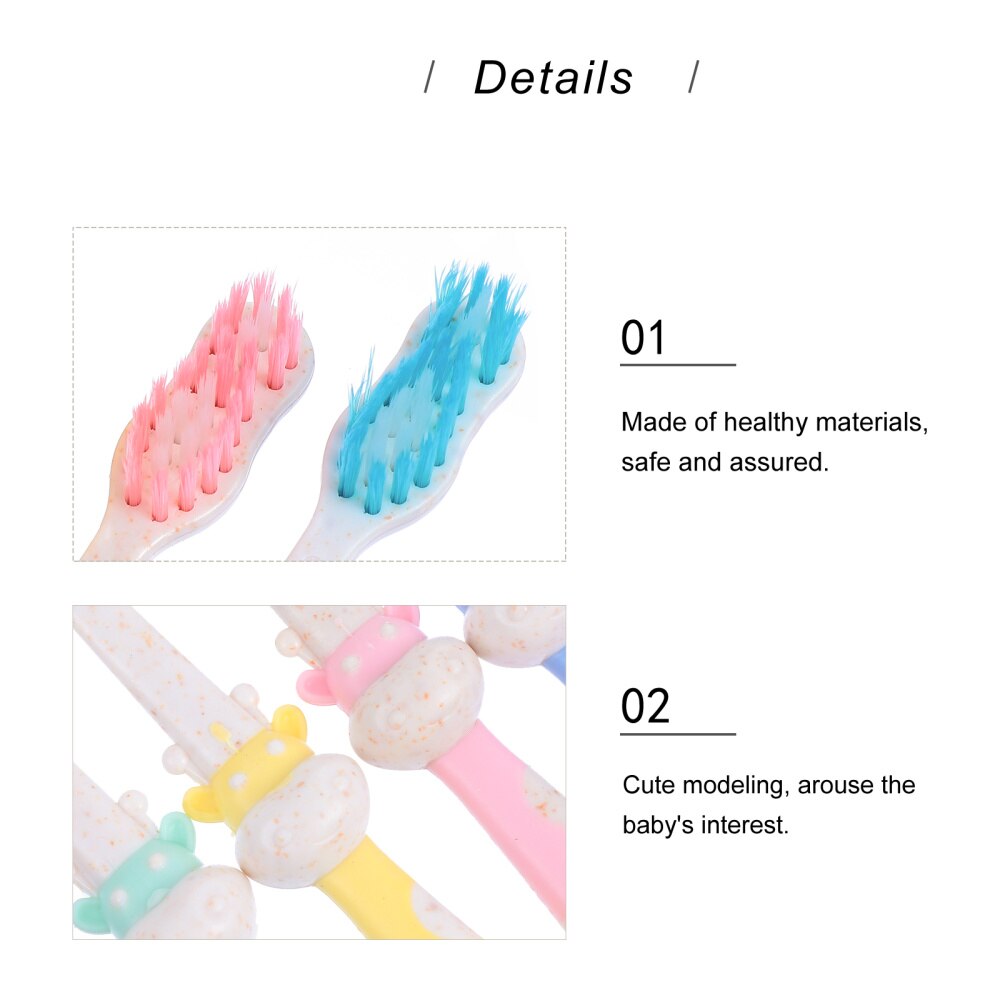 4Pcs Stro Tandenborstel Nylon Tandenborstel Baby Flexibele Tandenborstels