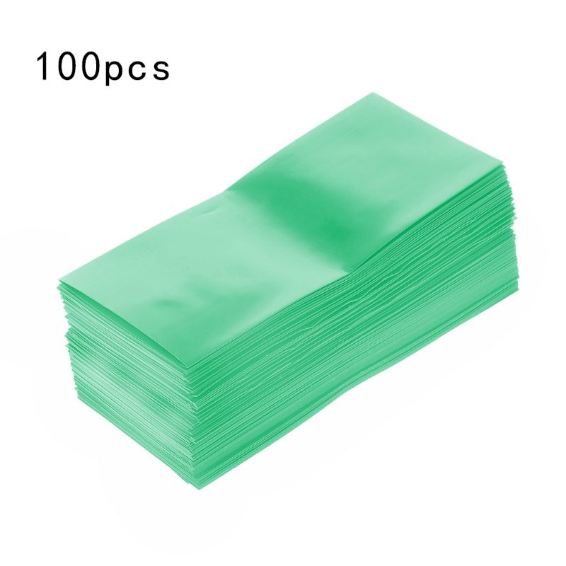 100Pcs/Bag 18650 Lithium Battery Encapsulation Tube PVC Heat Shrink Tubing Wrap Battery Cover Skin Insulation FilmW91A: Green