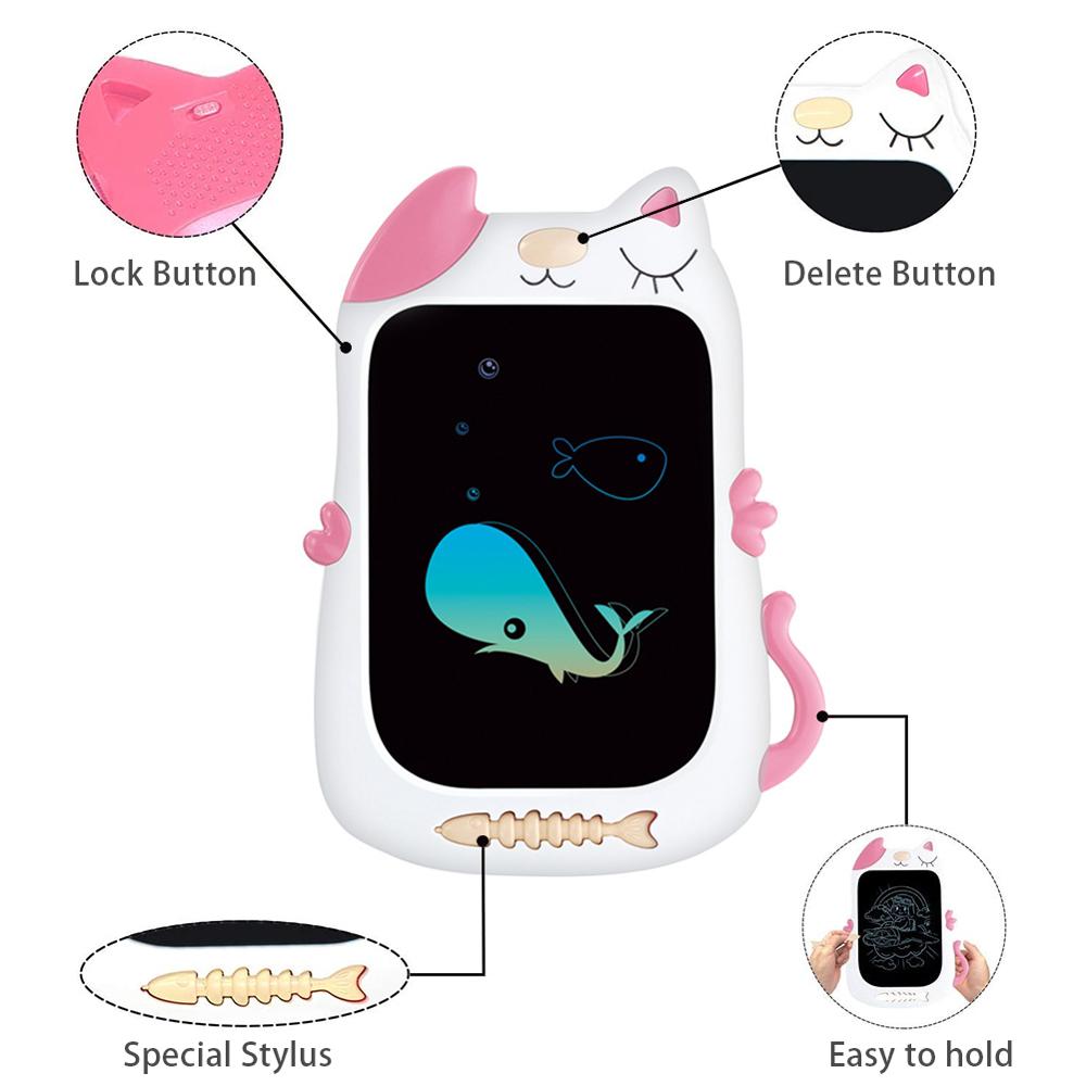 LCD Writing Tablet Pad 8.5 Inch Electronic Pads Cat Gradient Drawing Board for Kids Office Blackboard with Lock Function