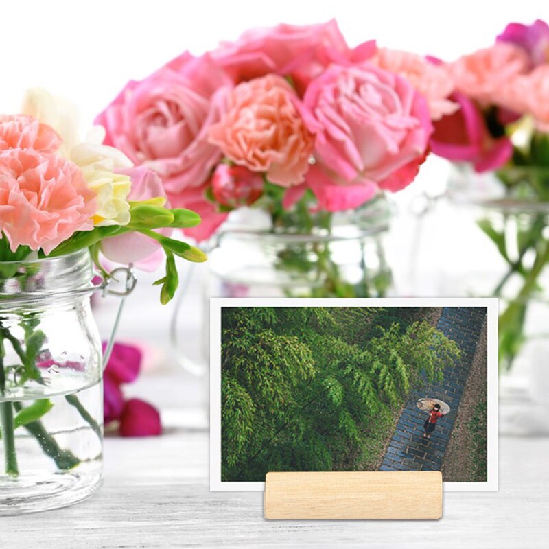 6/10 sztuk DIY drewniane ramka na zdjęcia stoisko biznes karty oprawka na zdjęcia prostokąt klips robić kartek robić biura wesele tabela numer nazwa znak