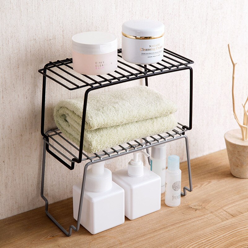 Kitchen Storage Rack Metal Cupboard Storage Shelf Non-Skid Spice Rack Multilayer Superposition Organizer Bathroom Saving Space