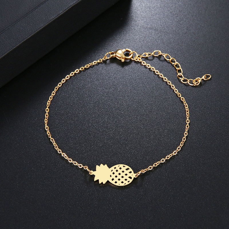 DOTIFI Stainless Steel Bracelet For Women Gold And Silver Color Pineapple Pulseira Feminina Lover's Engagement Jewelry