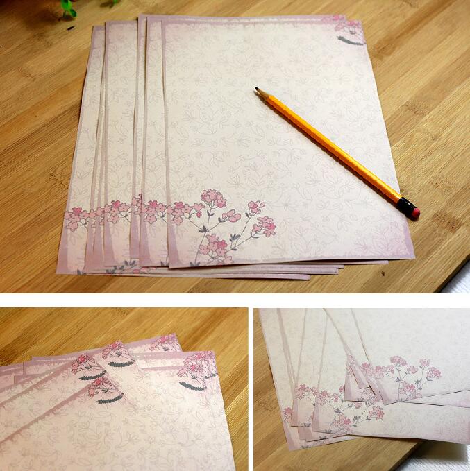 Papel de escritura Floral Vintage para escritura a mano, de flores surtidas, papel decorativo, Papel Kraft imprimible, 5 uds.: FlowerBranch