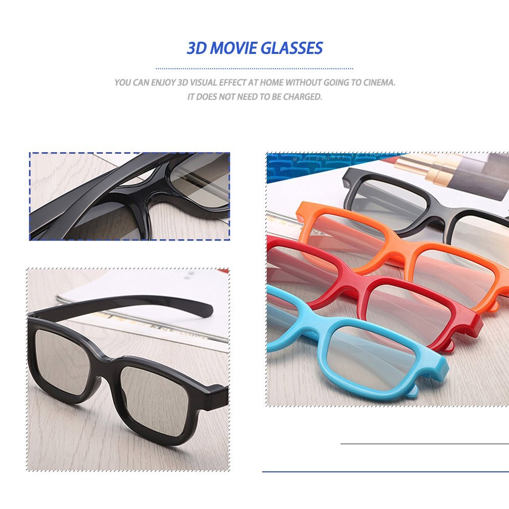 Circular passiva universal 3d polarizado filme óculos unisex abs quadro estéreo não flash para cinemas de tv 3d óculos apenas binocular