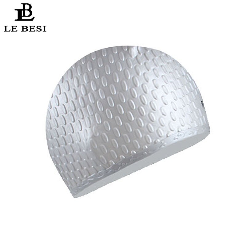 Lebesi kvinner badehette boble partikler langt hår svømmebasseng lue elastisk badehette vanntett deksel øre badehette