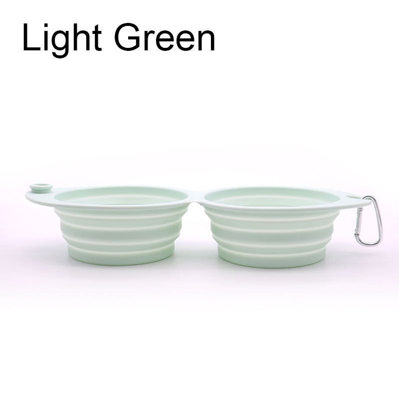 Cuenco para beber de viaje para mascotas, plato alimentador para gatos, cuenco plegable para perros, cuenco doble de silicona, contenedor de comida para cachorros, seguridad saludable: Rojo