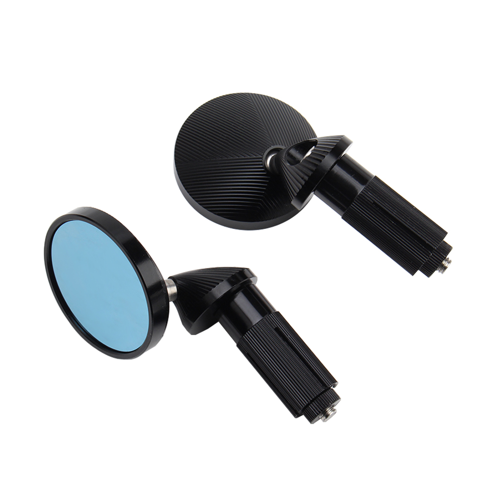 Motorfiets achteruitkijkspiegel motorfiets universele accessoires kleine ronde spiegel motorrijder handvat spiegel: Black