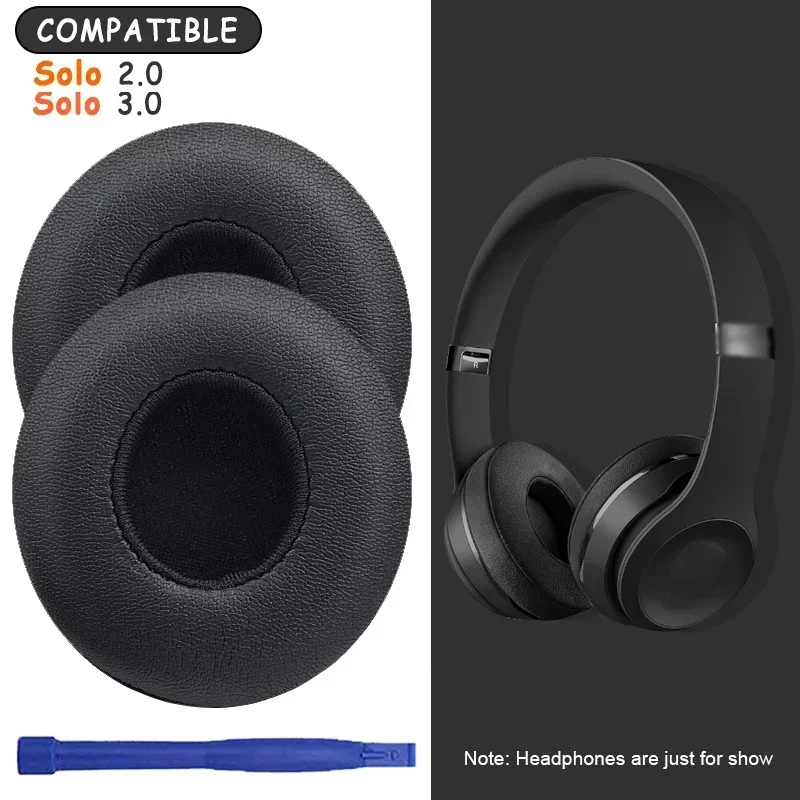Oorkussens voor beats solo 2, solo 2 oorkussens, solo 3 koptelefoon oorkussens, oorschelpen, vervangende onderdelen 3 headset schuimrubberen kussen: Zwart