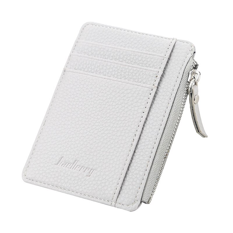 Mode Mannen/Vrouwen Mini Id-kaart Houders Business Credit Card Houder Pu Leather Slim Bankkaart Case Organizer Wallet rits: Grijs