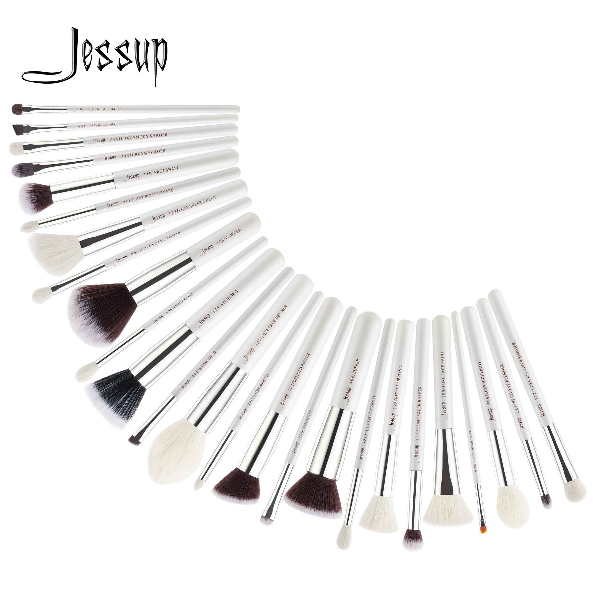Jessup kwastenset 25-delig Professionele make-up kwastensets Foundation Make-up kwast beauty Tool Poederblush Parelwit/zilver