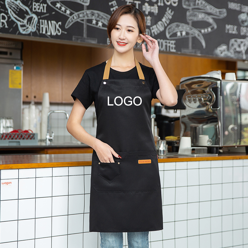 Delantal con de logotipo personalizado, delantales de cocina para hombre y mujer, ropa para hornear Chef en casa, impermeable con bolsillos