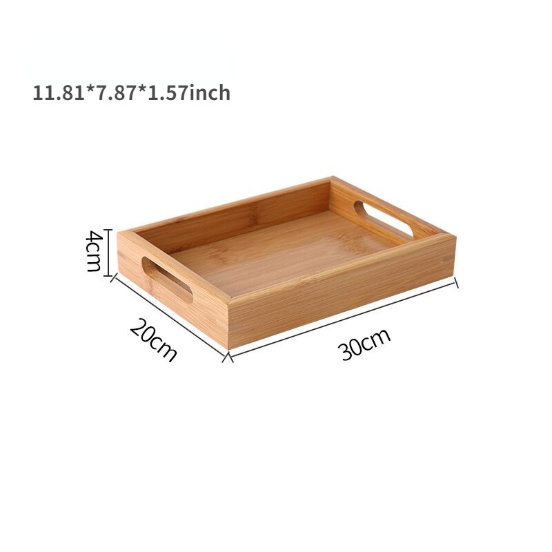 Bamboo wooden tray rectangular tea tray solid wood household water cup tray Japanese style wooden bread wooden dinner plate: Tray-2