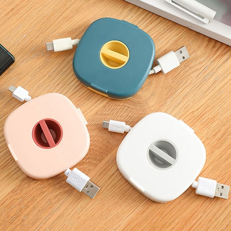Portable Data Cable Storage Box, Rotatable Vable Organizer, Used for Earphone Charging Cable Organizer 5 PCS