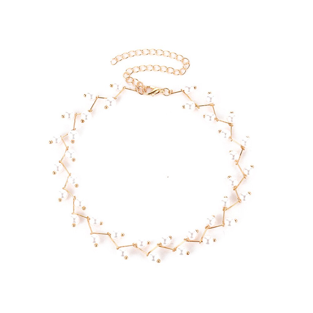 Koreaanse Parel Kristal Choker Zilveren Gold Statement Ketting voor Vrouwen Custom Collares Femme boho Sieraden bruiloft Accessoires: Default Title