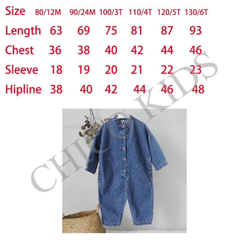 Kids Girls Boys Jean Denim Jumpsuits, Toddlers Boys Long Sleeve Button Bodysuits, Kids Korea Style Jumpsuit