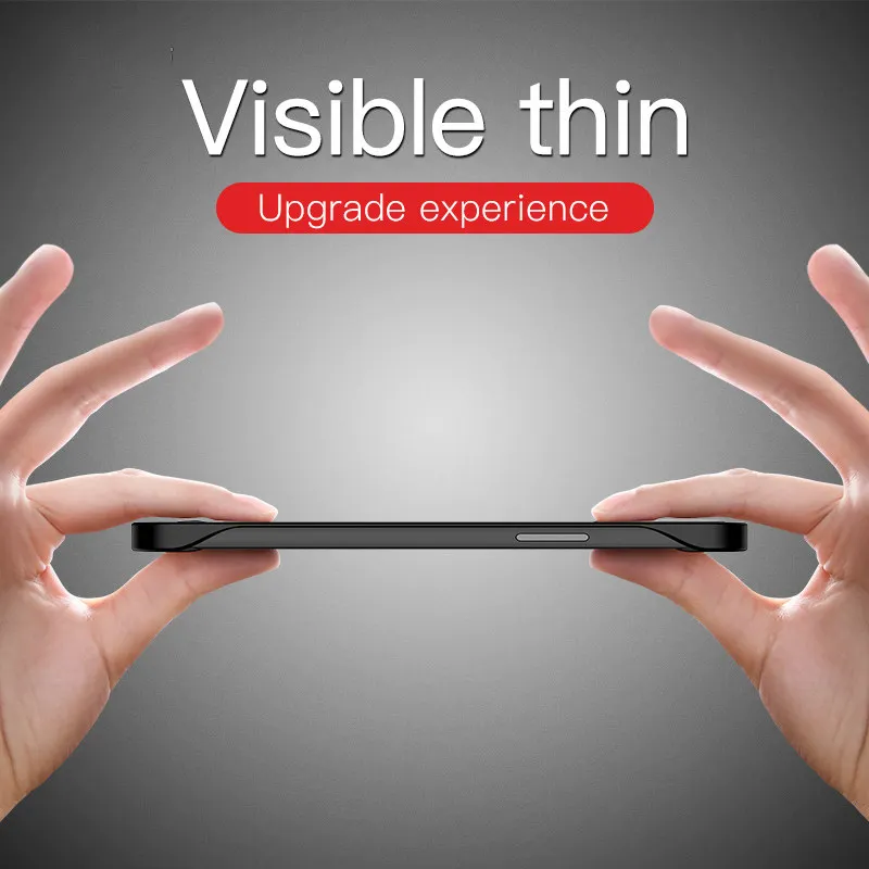 Slanke frameloze telefoonhoes voor iPhone 16 15 14 13 12 11 Pro XS Max XR X 8 7 Plus SE 2022 TPU Rand mat plastic achterkant