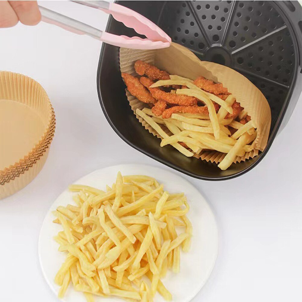 100pcs Fryer Paper Tray Air Fryer Special Paper Food Grade Pad Oil Paper Round Fryer Paper Tray Microwave Oven Steamer