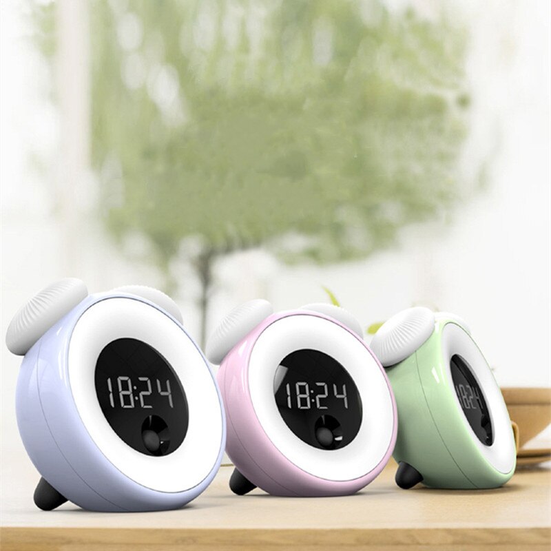LED Digital Alarm Clock Smart Silent Radio Electronic Small Backlit Intelligent Sensor Children Cute Charging Night Sleep Light