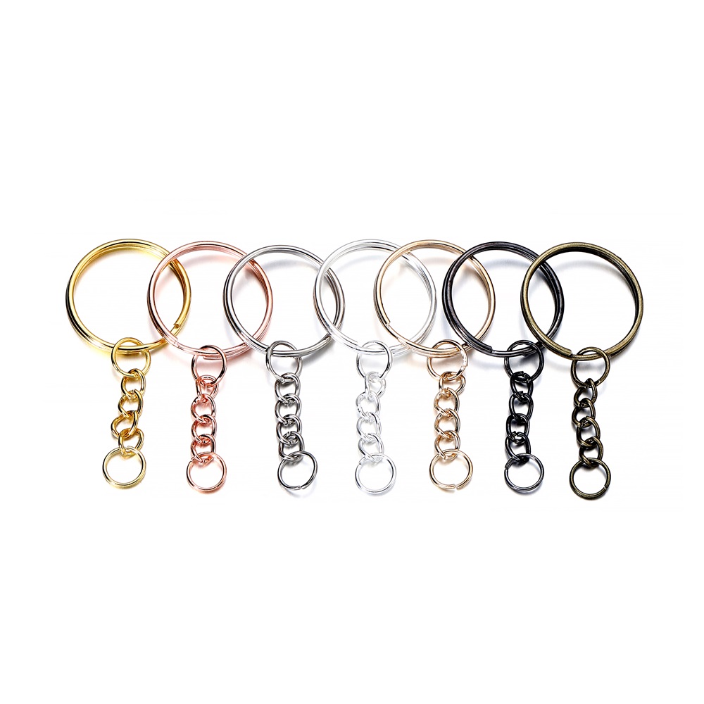50Pcs/Lot Key Ring Key Chain Round Split Keyfob Keyrings With Jump Ring For Keychain Pendants DIY Jewelry Making Accessories: Ivory