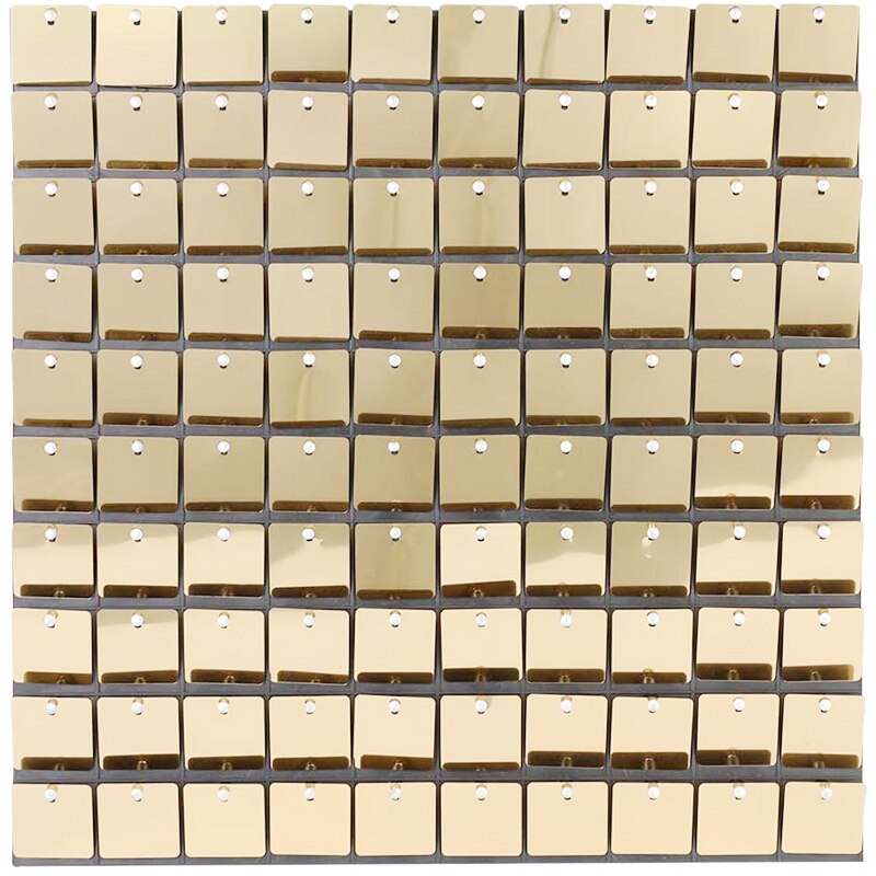 Panel de fondo de pared con lentejuelas brillantes, 1 pieza, espejo dorado brillante, decoración de cumpleaños, Año y boda: Shallow Gold