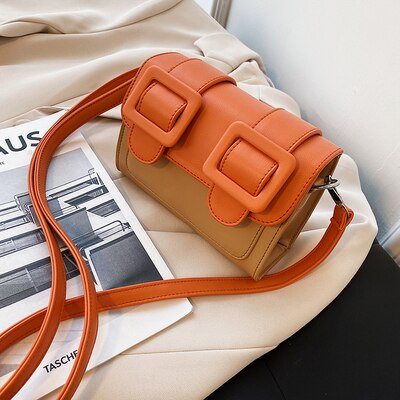 Original messenger bag firkantet bag skulderveske macaron crossbody bag bredde 18cm høyde 13cm tykkelse 8cm: Oransje