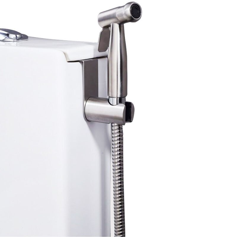 304 rustfrit stål bidet bruser sprøjte til toilet vask toilet sæde håndholdt bruser bidet hoved toilet shattaf bidet lavement anal: Med slange og holder