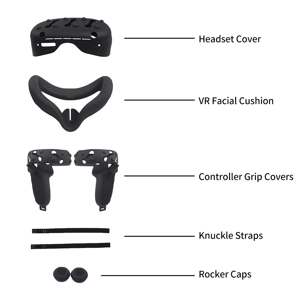 Lichtundurchlässiges, rutschfestes headset-pad, controller-griffabdeckung, vr-zubehör, gaming-gesichtskissen-set, schweißabweisend für oculus quest 2