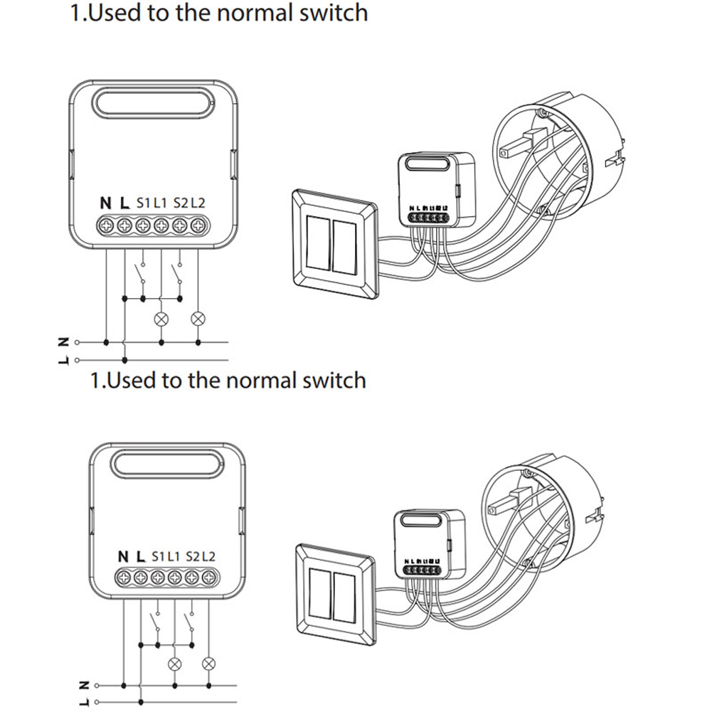 Tuya ZigBee Intelligent Switch Module Intelligent Home Electrical Appliance Conversion Module 2 Gang Lighting Switch Module