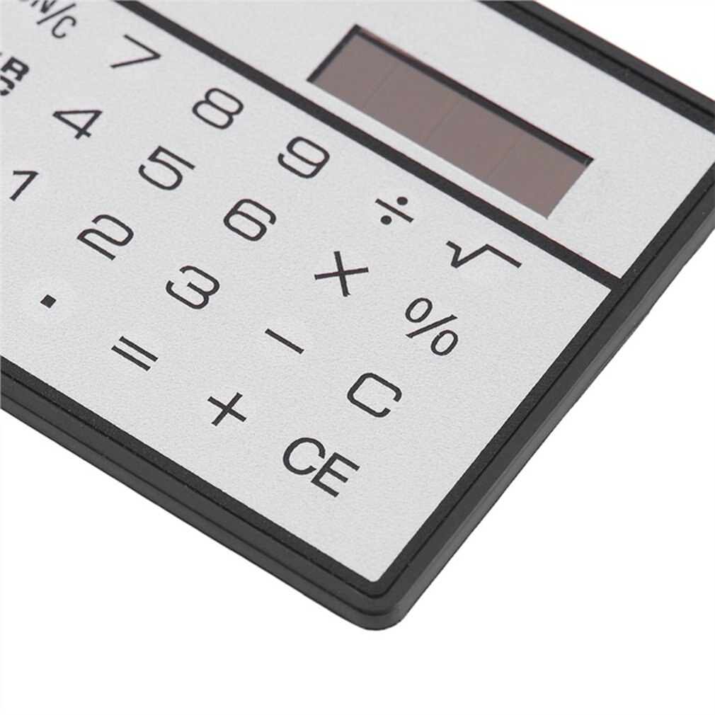 1PCs Mini Calculator Ultra Thin Credit Card Sized 8-Digit Portable Solar Powered Pocket Calculators Office School Supplies