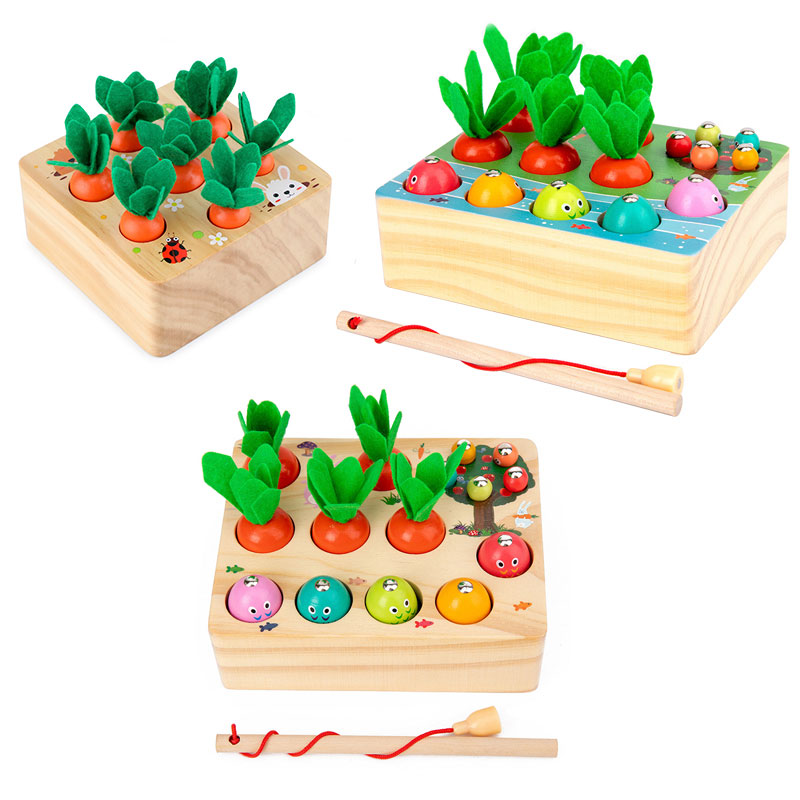 Montessori Toys Cognize Educational Toys For Children Kids Toys Harvest carrots Montessori Materiales Apple Magnetic Wooden Toys