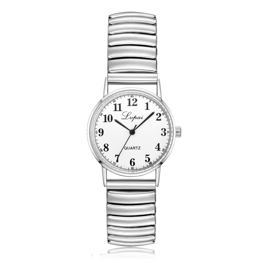 Mode Zilveren Roestvrij Staal Koppels Horloge Quartz-horloge Ronde Vrouwen jurk Horloges Montre Femme: B  Women