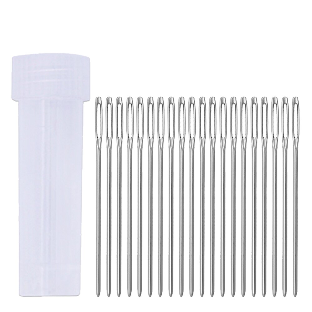 MIUSIE 20PCS Large-eye Blunt Needles Steel Yarn Knitting Needles Big Eyes Sewing Needles for Ribbon Embroidery Craft Needle Work
