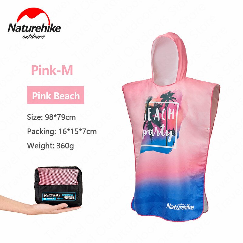 Naturehike Swimming Towel Unisex Sunscreen Quick-drying Microfiber Moisture Beach Towel Ultralight Travel Poncho Cloak Surf: Pink-M