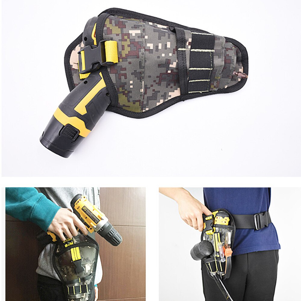 Bolsa de cintura y cinturón de brocas eléctricas, bolsa de almacenamiento de herramientas de electricista, funda de taladro de impacto, organizador de cintura de tela Oxford
