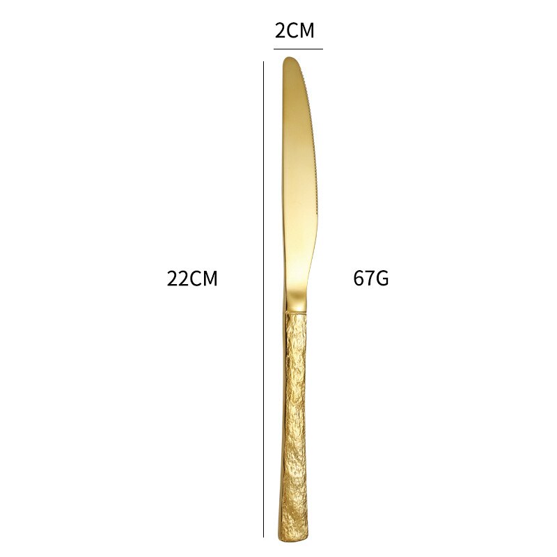 Lidafish Steen Graan Zilverwerk Set Vorken Messen Lepels Luxe Roestvrij Staal Thuis Diner Servies Set: gold dinner knife