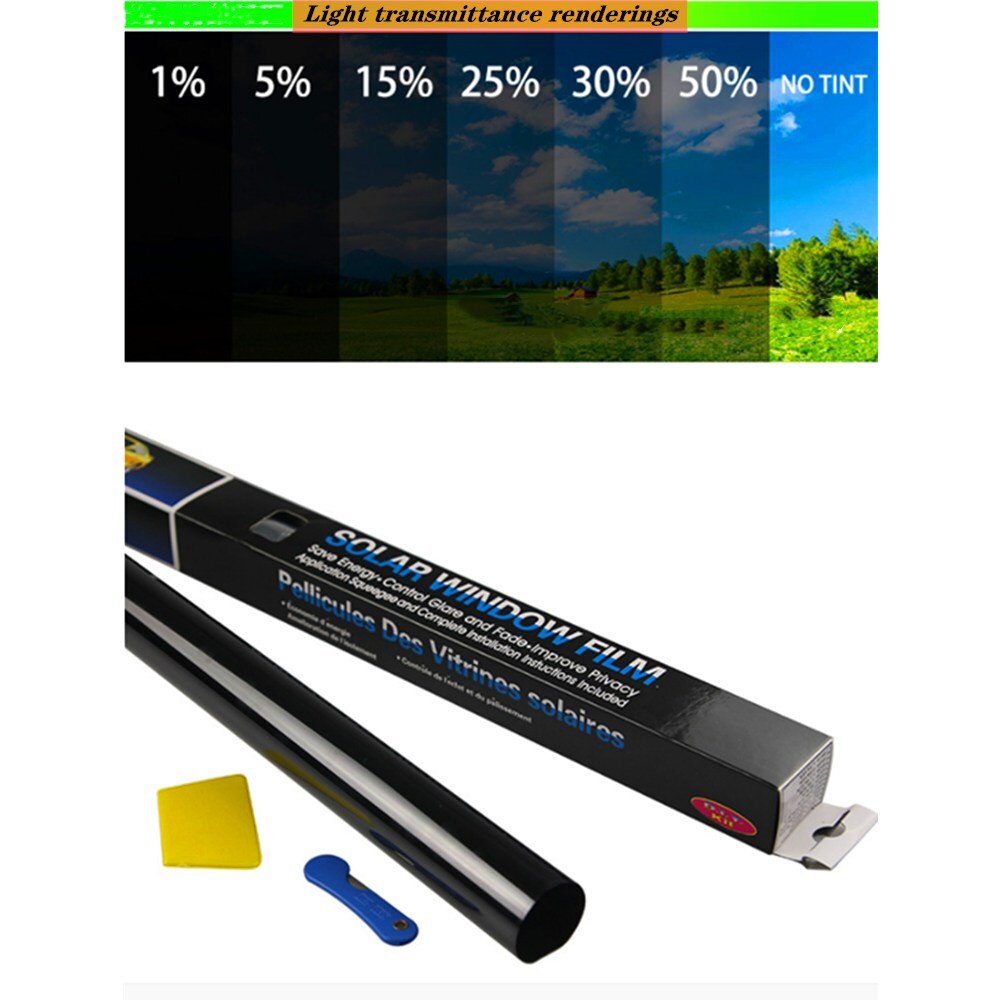 6 stk bilsolsejl og varmeisolerende film , 50cm bredde 3m længde soltæt glas solvindue eksplosionssikker film, uv beskyttelse