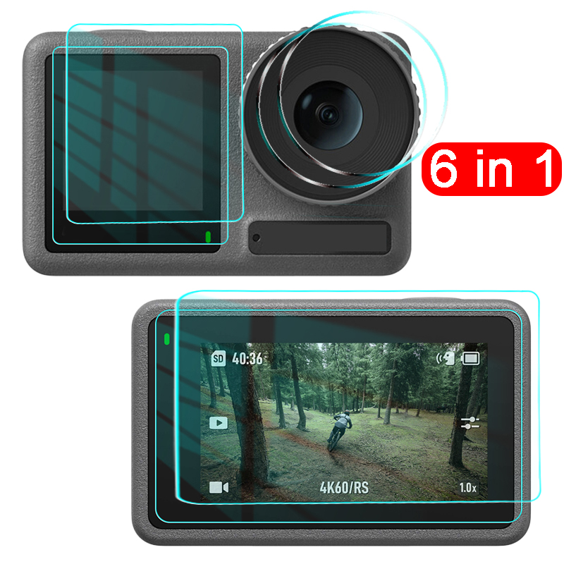 Vidrio templado para DJI OSMO Action 4/Action 3, accesorios para cámaras deportivas, Protector de pantalla transparente, película protectora de lente frontal y trasera: Color negro / Universal