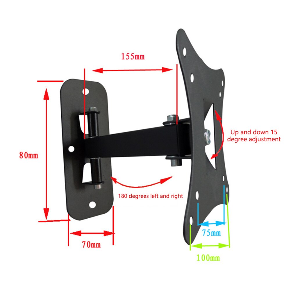 10-26inch LED Monitor TV Wall Bracket Swivel Mount Universal Home KTV 180 Degree Rotating LCD Adjustable Flat Screen Heavy Duty
