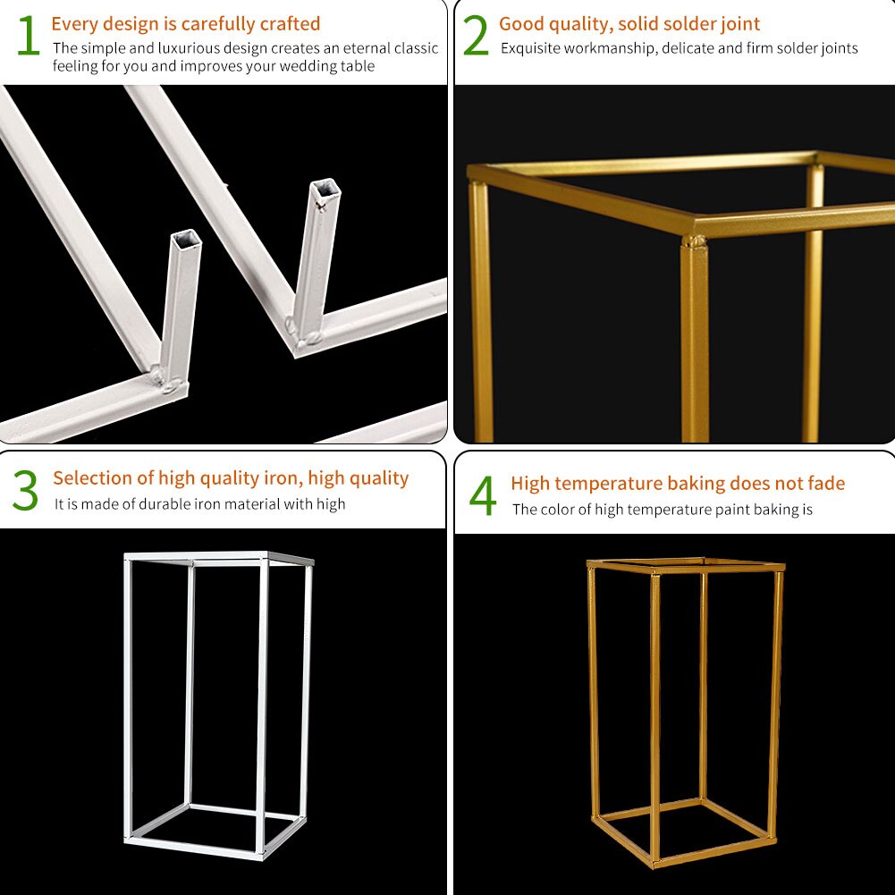 Iron Art Ceremony Metal Frame Vase Column Stand Detachable Display Rectangle Geometric Flower Rack Anti Rust Wedding Party