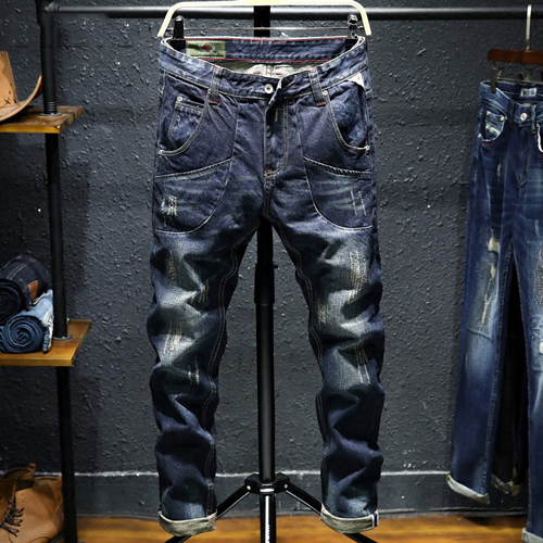 Jean déchiré pour homme, jean déchiré et détruit au Vintage, pantalon Cargo à grandes poches, coupe Slim Punk, à la , automne et hiver: 28
