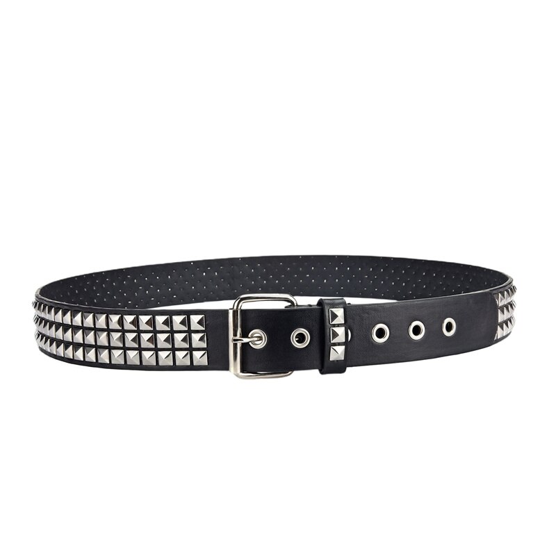 Women's Single Double or Rivet Grommet Belt Punk Waist Belt with Chain Detachable 2 Hole Belt: G
