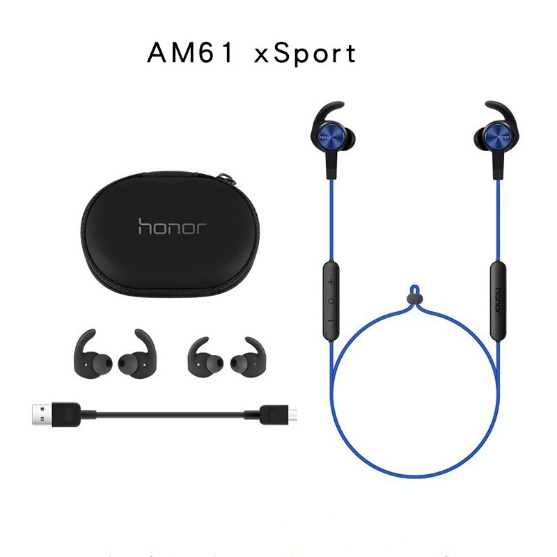 Original Huawei Honor xSport Bluetooth Earphone AM61 IPX5 Waterproof Music Mic Control Wireless Headset For Xiaomi Android IOS: Blue